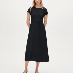 J. Crew Black Midi Dress (Mathilde dress in luster canvas)